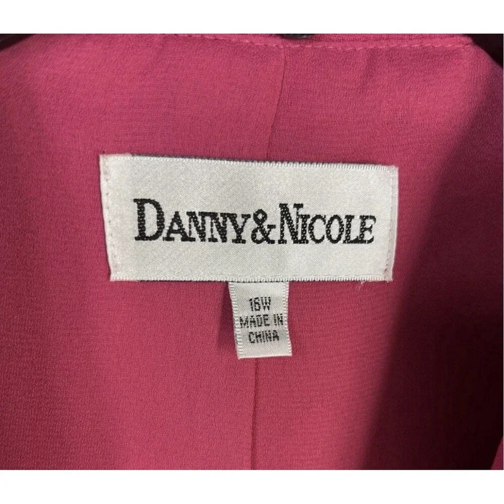 Danny & Nicole 16W Pink Short Sleeve Button Front Blouse Pleated Peplum - Picture 4 of 6